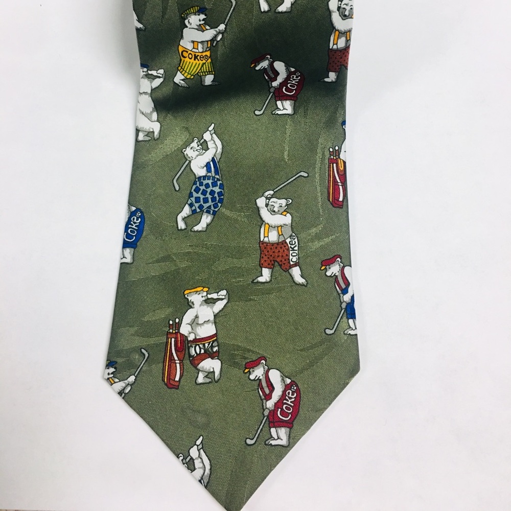 Vintage Coca Cola Golfing Polar Bear Tie